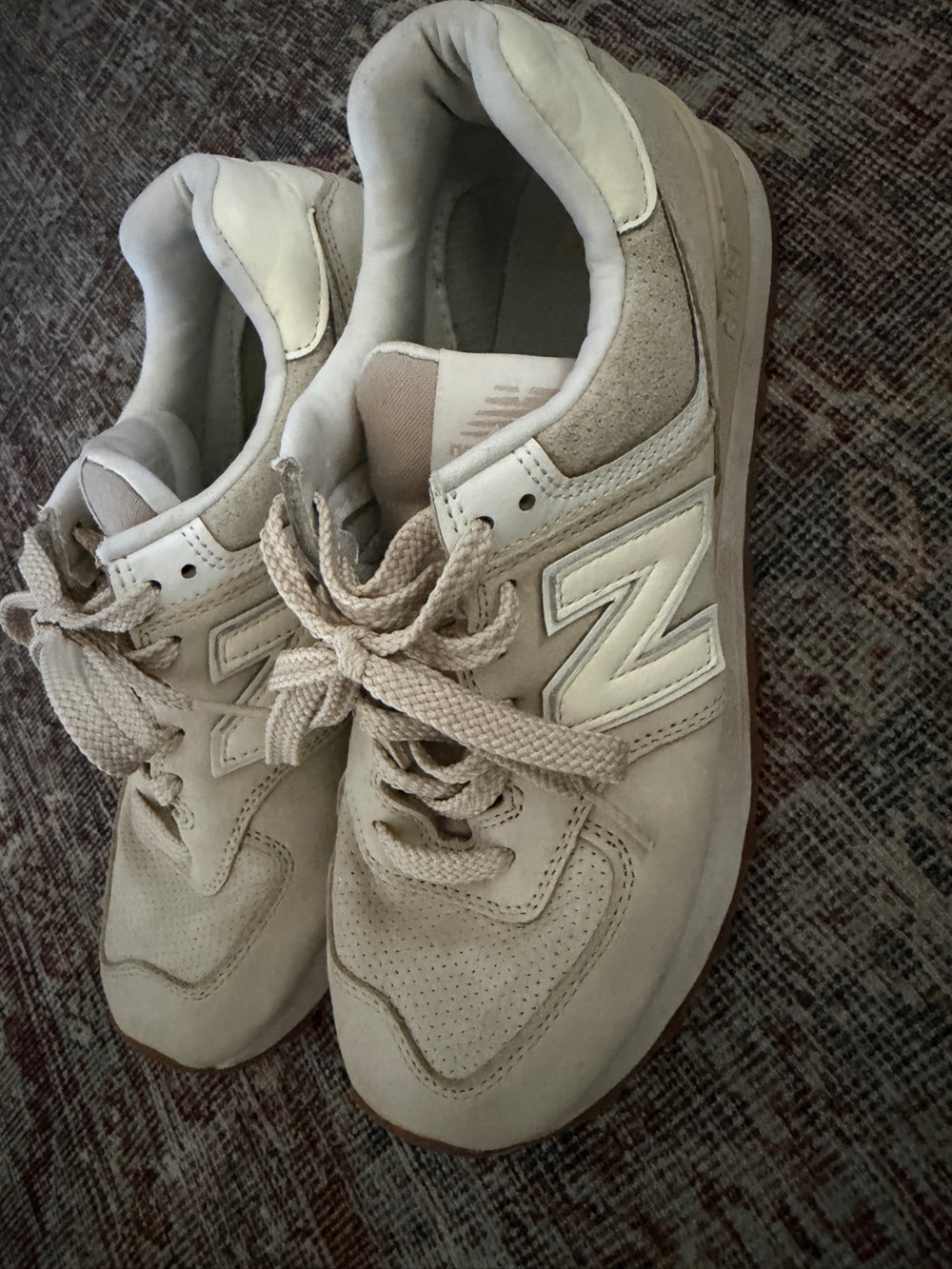 New Balance Cream Suede & Mesh Sneakers